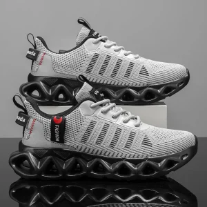 Breathable Mesh Striped Walking Sneakers