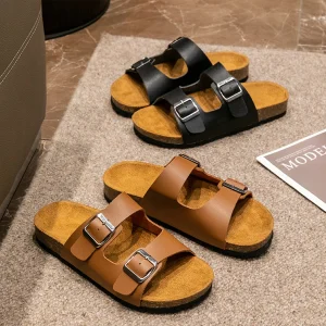 Cork Double Strap Sandal Slippers